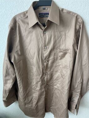 Geoffrey Beene Beige Classic Fit Wrinkle Resistant Dress Shirt 15.5 32/33